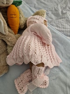 Baby or doll Matinee Set Hand Knitted 0 3 Months