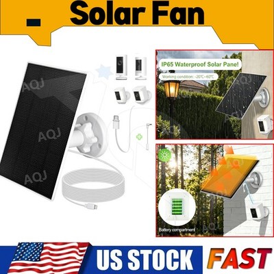 Solar Panel Charging for Outdoor Ring Security Camera Doorbell Battery Charger