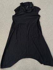 Bryn Walker Dress Women’s M Black Cowl Neck Curved Hem Italian Pockets Atticus