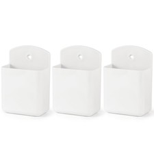 3 Pcs Remote Control Holder Wall Mount Self Adhesive Case White