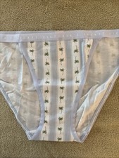 Victoria s Secret Medium Blue Striped Cotton String Bikini Panty