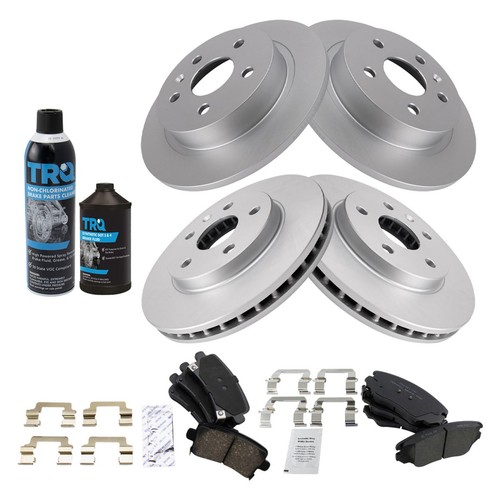 TRQ Premium Ceramic Brake Pad & Coated Rotor Front & Rear Kit