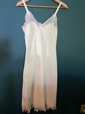 Vintage Penny  Gaymode White Nylon Slip Lace Trim Adjustable Straps Size 34