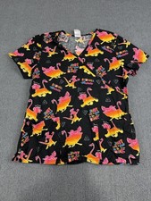 Disney Lion King Womens Black Hakuna Matata V-Neck Scrub Top M
