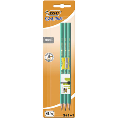 3086123449329 BIC Evolution Original 650 HB Ołówek bez gumki zestaw blister 3+1+