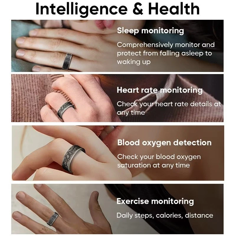 IP68 &5ATM Wasserdicht Smart Ring W9 Herzfrequenz Blutsauerstoff Schlafmonitor - Bild 4 von 4