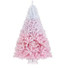 7FT Artificial Christmas Tree w/1264 Lush Branch Tips, Foldable Metal Stand