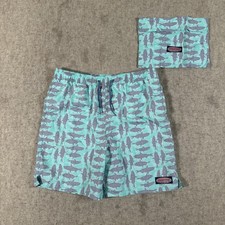 Vineyard Vines Boys Size 18 XL Chappy Swim Trunks Blue Fish Pattern