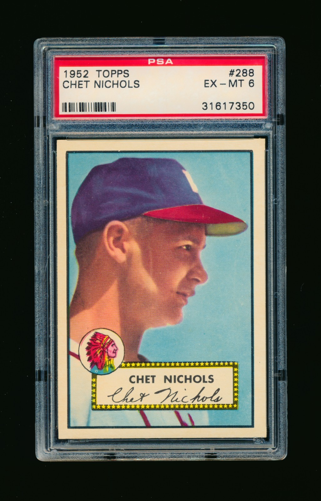 1952 TOPPS #288 CHET NICHOLS (BRAVES) PSA 6 EX-MT