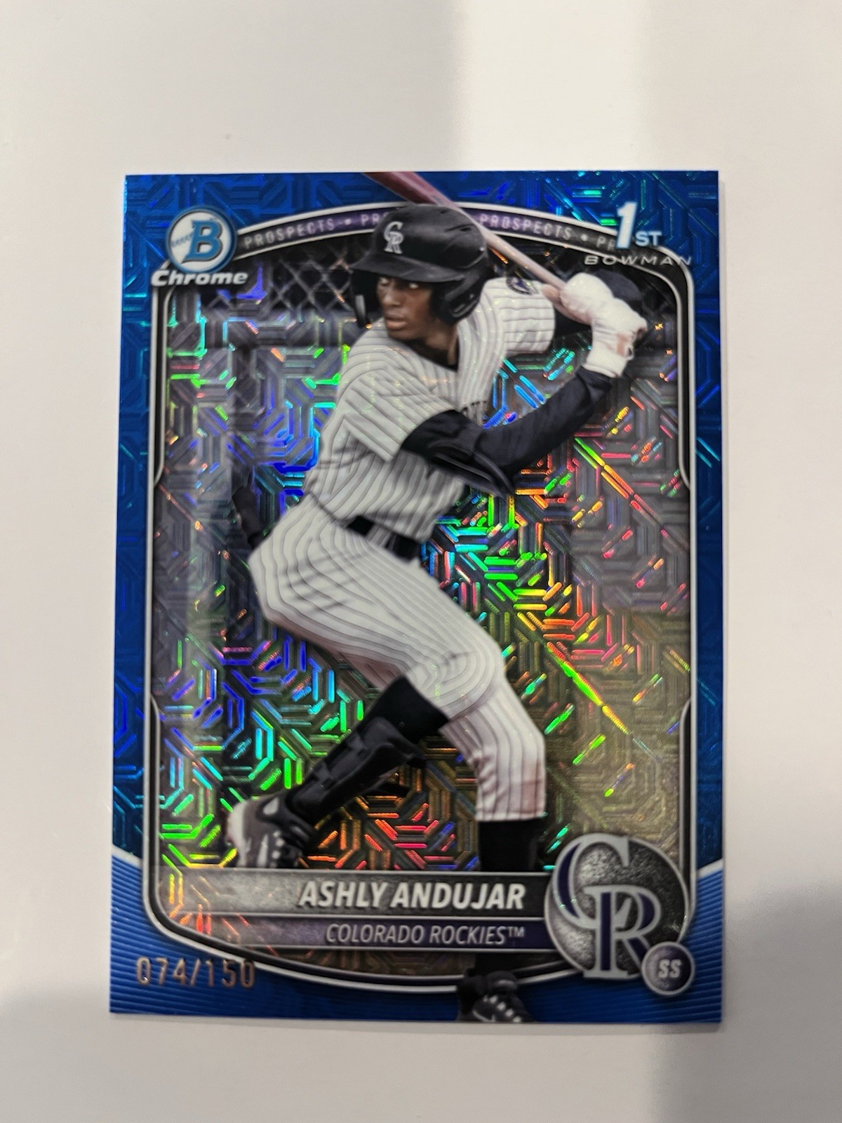 ******* ASHLY ANDUJAR- 2025 1ST BOWMAN CHROME MOJO - BLUE - /150 *******