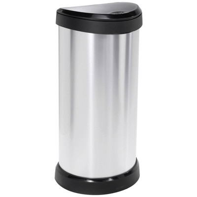 Curver DECO Bin 240641 Mülleimer 40 Liter Silber Metall Mülltonne Abfalleimer