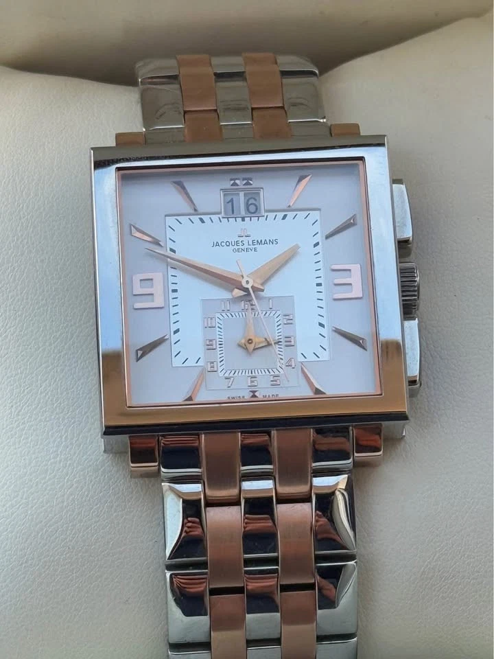 Orologio da Polso Uomo Jacques Lemans Geneve G-207 Dual Time Bicolore - Immagine 4 di 4