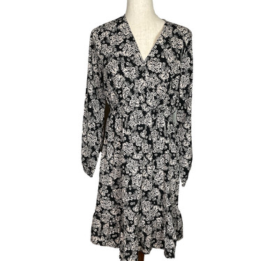 NWT New Look Maternity Black Tan Floral Dress SZ 8 Romantic Nursing Friendly