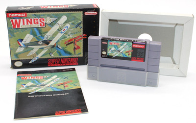 SNES Wings 2 Aces High Super Nintendo Complete Manual Box Insert Flight Sim CIB