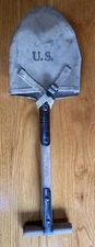 WWI US Military Trench Shovel 1918 with JPS Canvas Cover Wood T-Handle