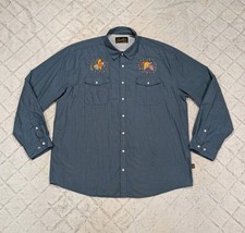 Howler Brothers Shirt Mens XXL Blue Microstripe Dos Gallos Gaucho Snapshirt