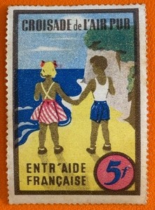 1947 France Christmas Seals Tuberculosis TB Cinderella Poster Stamp MNHFG JUMBO
