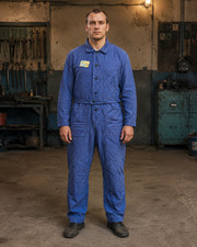 Vintage USSR Soviet Work Coveralls Blue Cotton Mechanic Overalls NOS 1974 Size 5