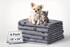 Washable Dog Pee Pads (4 Pack) 18x24" Reusable Puppy Training Pads Non Slip