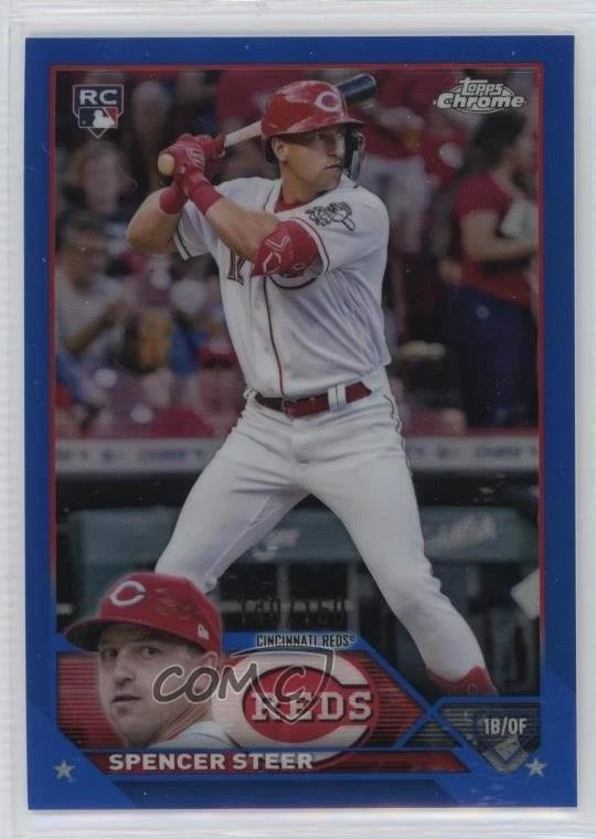 2023 Topps Chrome Blue Refractor /150 Spencer Steer #146 Rookie RC