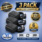 3 PACK 45w USB-C Fast Wall Charger+6ft Cable For All Google Pixel+Moto G Series