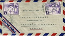 Gwatemala 1956 Frankowana koperta poczty lotniczej do Niemiec