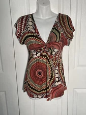 Zoey Beth Stretch Circle Dot Knot Front Top Size S Boho Y2K 2000s