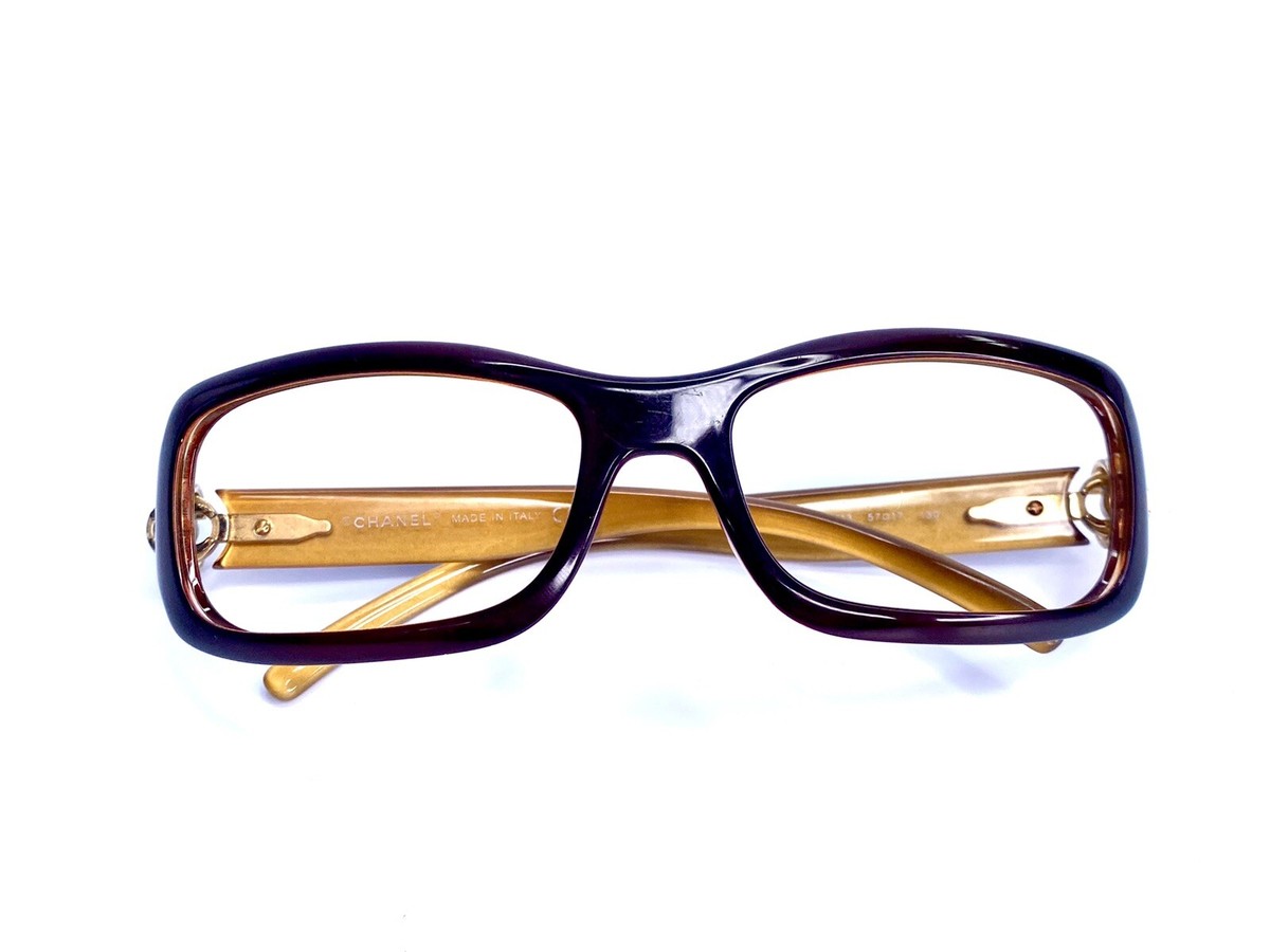 VTG CHANEL Brown Rectangle Wrap Glasses Made in Italy 6024 C
