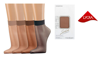 10 paar Damen Nylonsocken 20 den Feinsöckchen Glänzend mit Lycra One Size CH-816