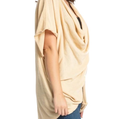 Save the Ocean Apparel Company, Ivory Knit Poncho w/ Twist Detail, One Size, NWT - Picture 2 of 6