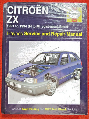 Citroen ZX (petrol) Haynes Workshop Manual from 1991 to 1994. Never been opened!