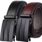 Classic Men's Cow Leather Belt Automatic Buckle Belt Ratchet Strap Jeans Dress