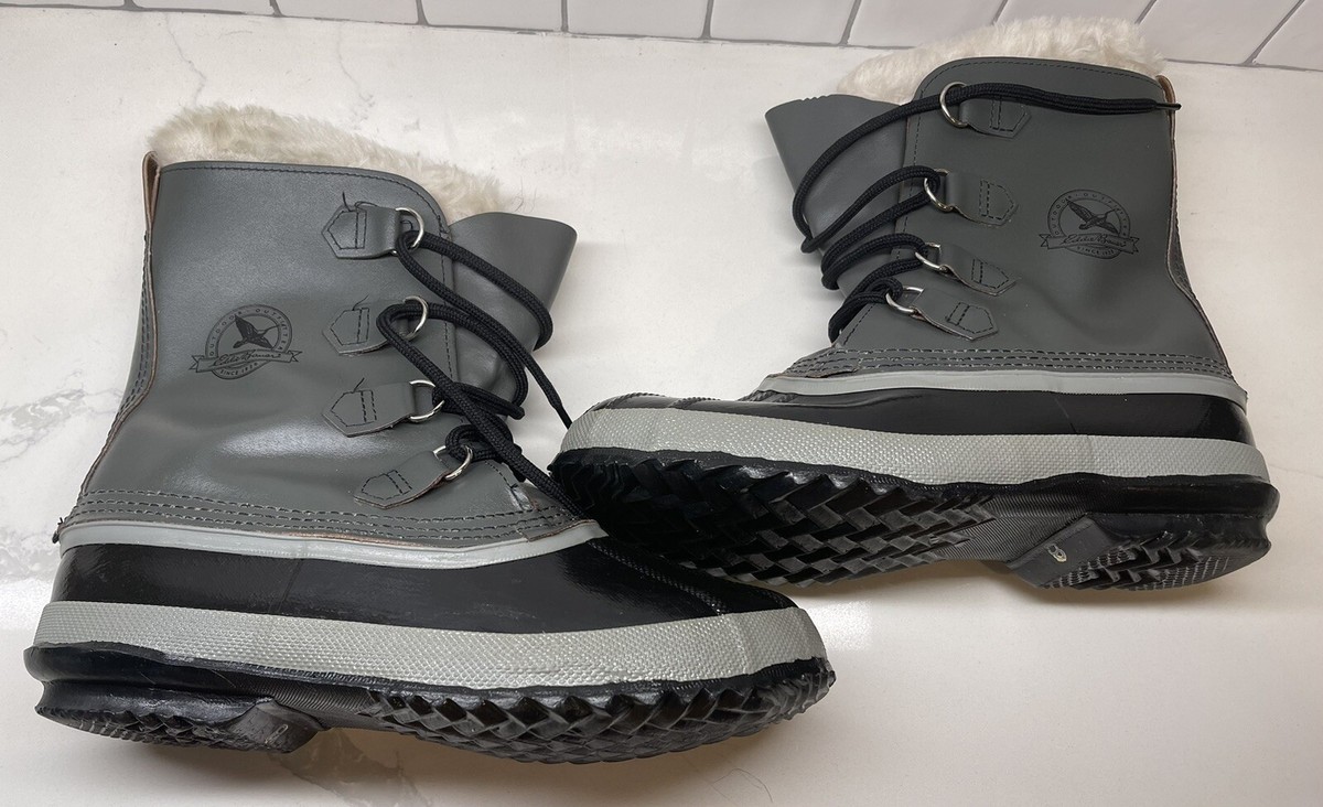 Eddie Bauer Gray &Black Insulated Winter Boots Sz 8 Snow 