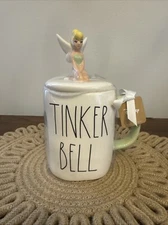 New Rae Dunn Disney Princess Tinkerbell Coffee Mug And Topper Hard To Find