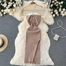 Chic Fashion Summer Dress | 2025 Sexy Package Hips Split Knitted Party Outfit