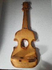 Wood Harp Guitar Violin Hanging Wall Pocket Planter Plant Pot Sconce Shelf