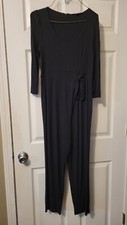 The Nines by HATCH 3/4 Sleeve Tie Waist Maternity Jumpsuit Black Size Small