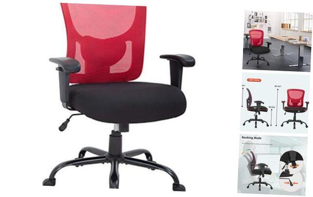 Big and Tall Office Chair with 400lbs Capacity Wide Mesh Seat Massage and Rolling Wheels