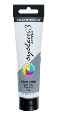 DALER ROWNEY SYSTEM 3 ORIGINAL ACRYLFARBE (150ml) SILBER #702 NEU!