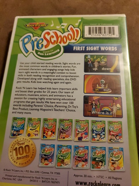 Rock N Learn: PreSchool - First Sight Words (DVD, 2011) for sale online ...