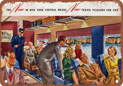 METAL SIGN - 1947 New York Central Pacemaker Streamliner 2 - Vintage Rusty Look