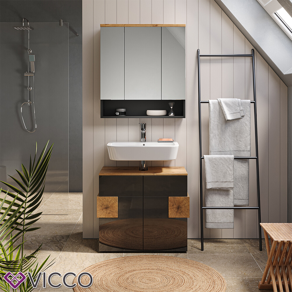 Meuble sous-vasque Vicco Eden – 70 x 64,5 cm avec 2 tiroirs, anthracite