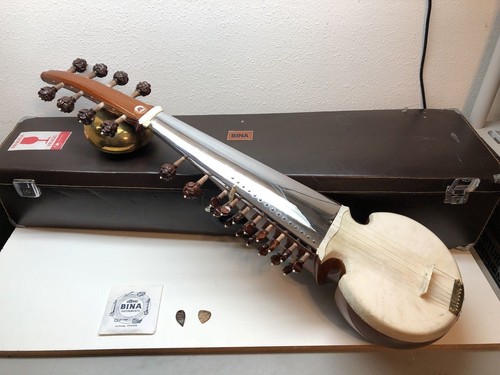 BINA India Sitar Guitar 25 String Musical Instrument w Case Indian Sarod Lute