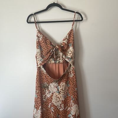 VICI Floral Tie Front Dress Maxi Brown White XL | eBay