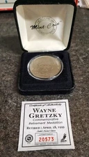 1999 WAYNE GRETZKY RETIREMENT MEDALLION COIN 20573 Highland Mint WITH COA