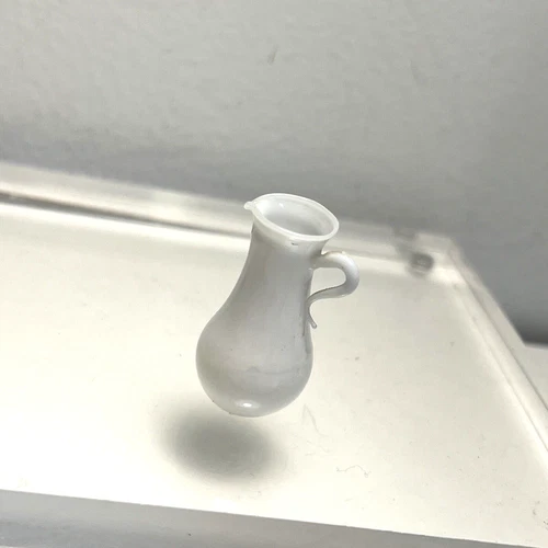 Vintage Dollhouse White Milk Glass Hand Blown Water Pitcher Delicate Mini Tiny