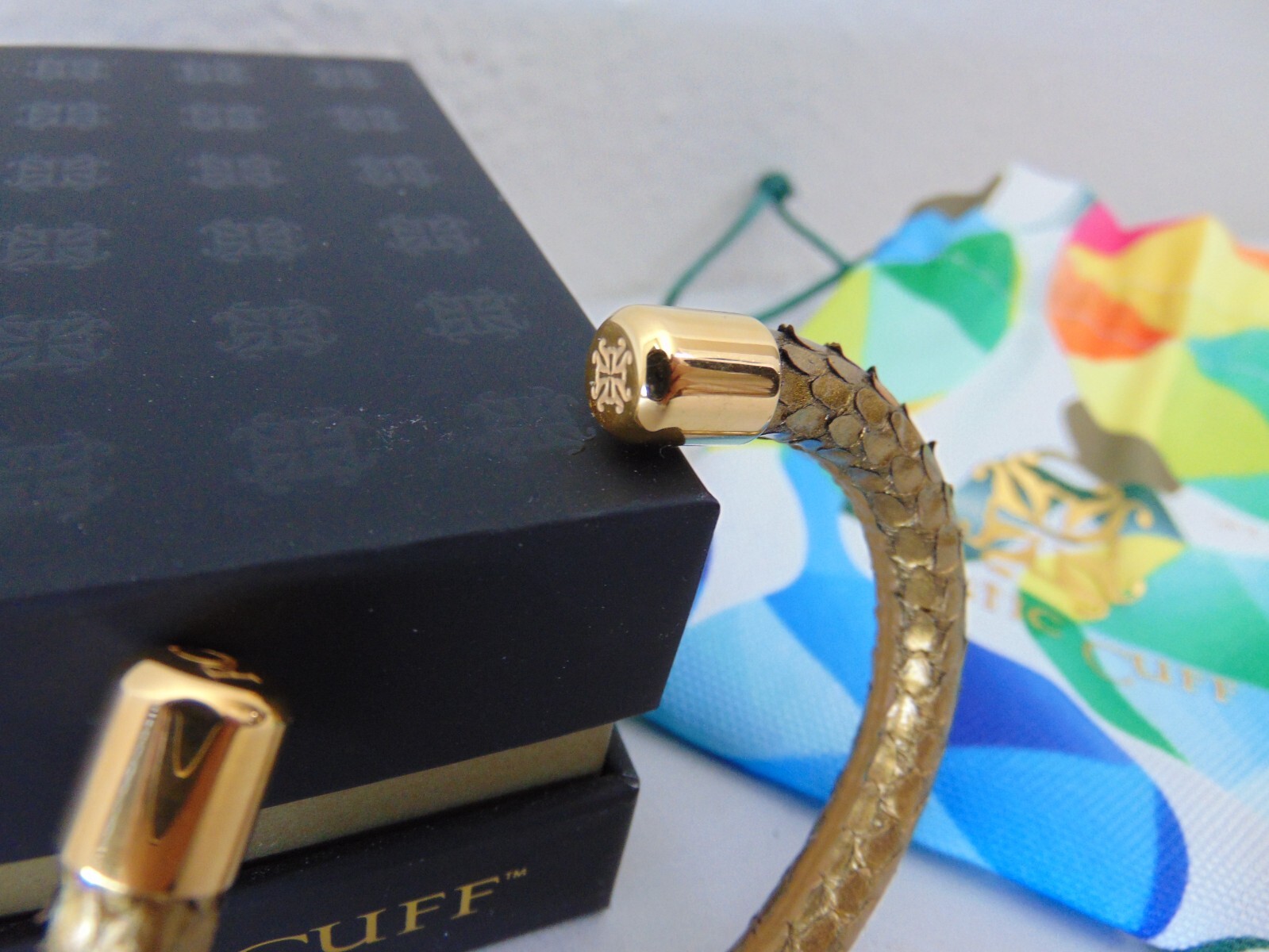 Rustic Cuff Gold Python Bracelet Excellent Condit… - image 4