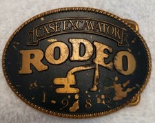 Vtg 1985 Case Excavator Rodeo Brass Belt Buckle