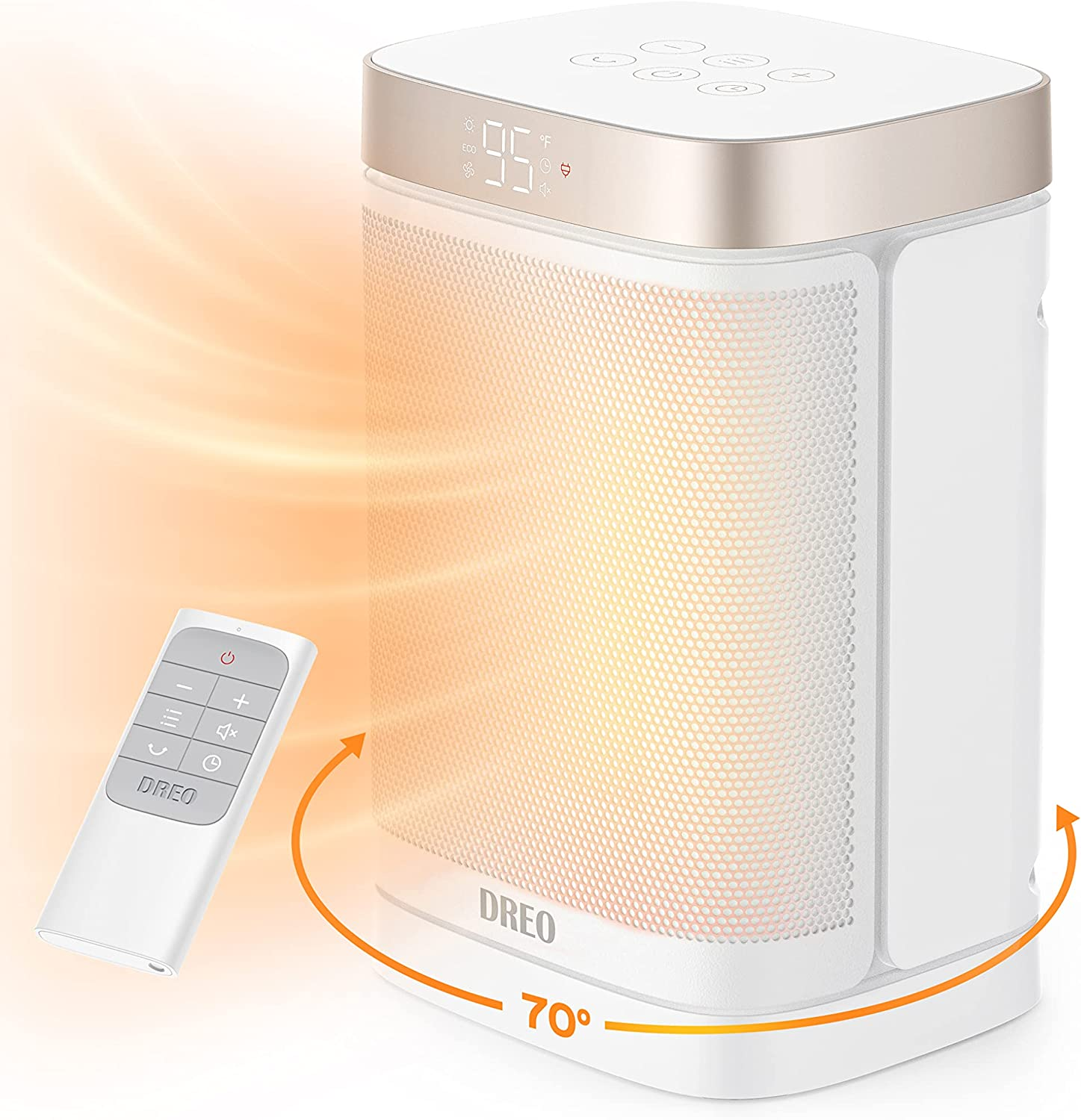 Dreo Atom One Space Heater with Remote, 70°Oscillating Electric Heaters