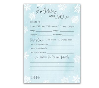 SNOWFLAKES Prediction and Advice Cards - Pack of 25 - WINTER Wonderland BLUE ...